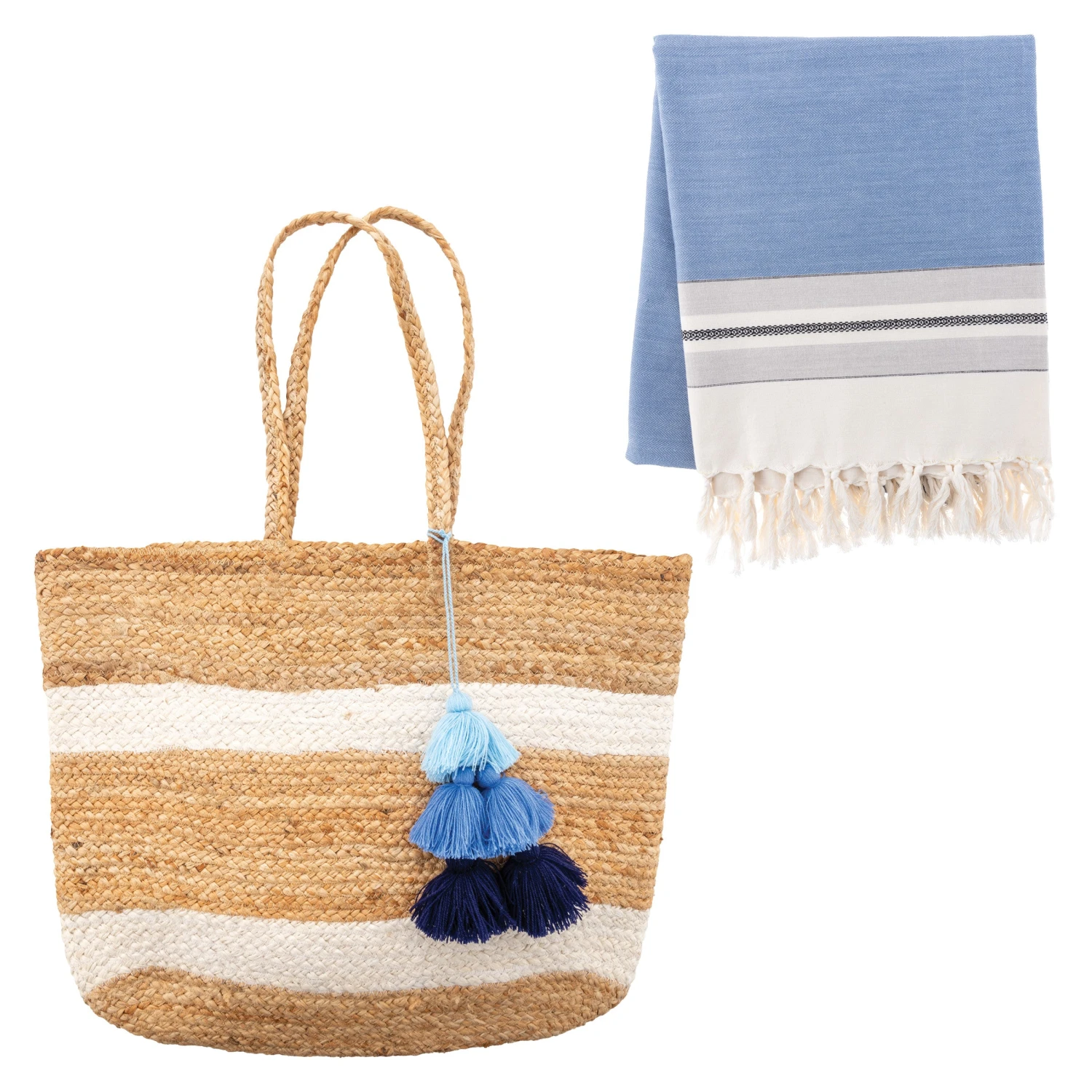 Karma Jute Beach Bag With Throw Bundle