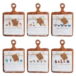 Karma Cutting Board With Tea Towel Assortment
