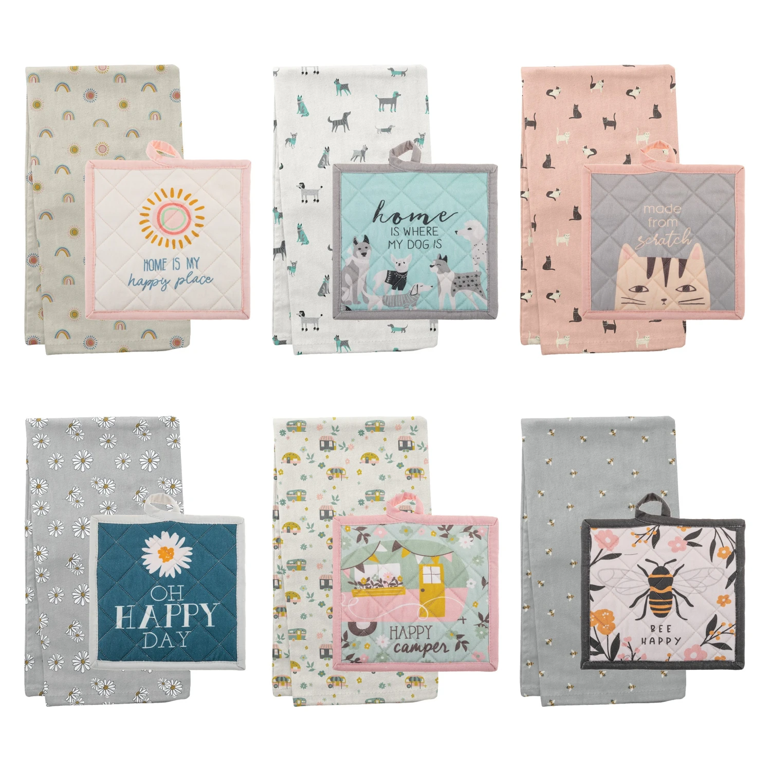 Karma Reese Pot Holder With Tea Towel Assortment