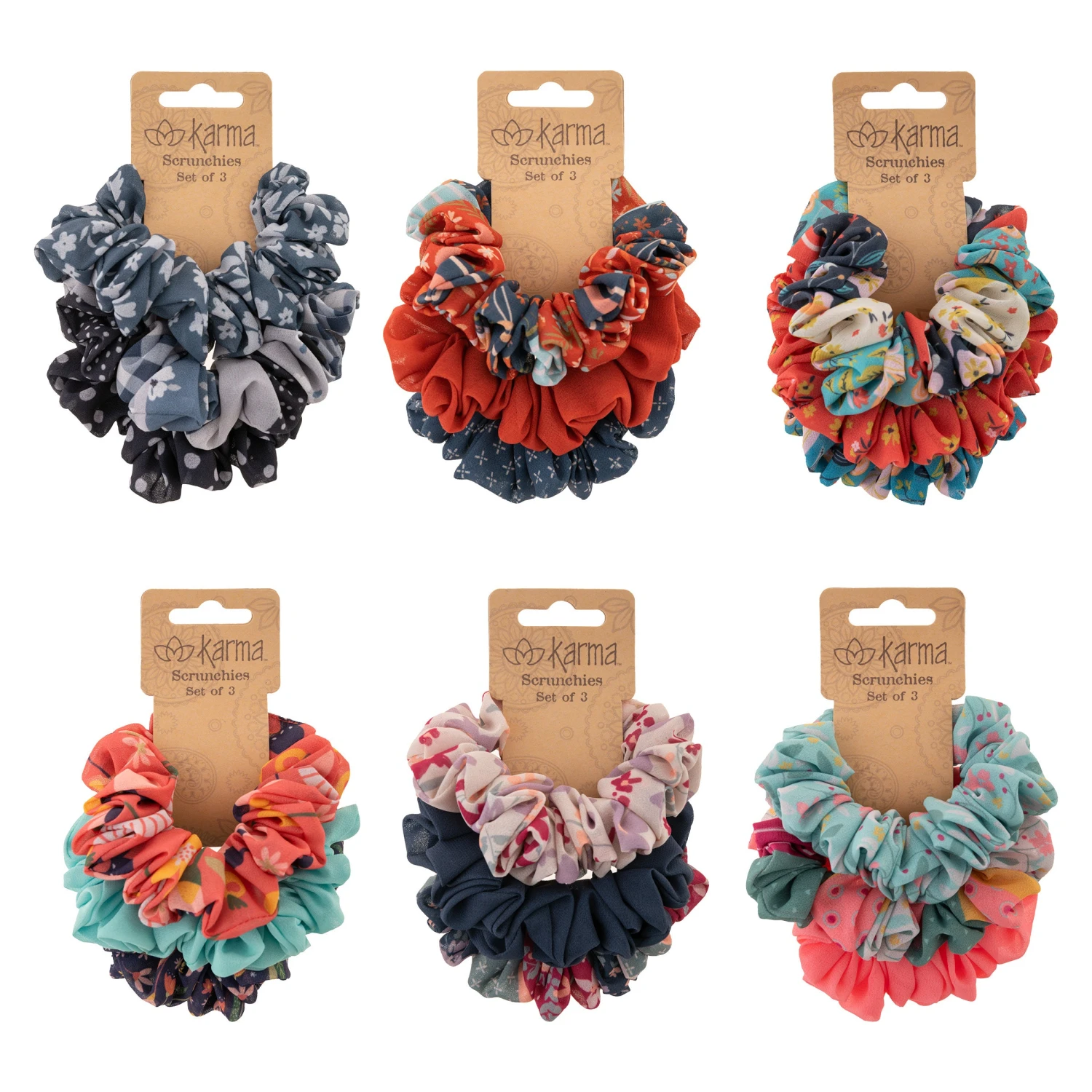 Karma Chiffon Scrunchie Assortment