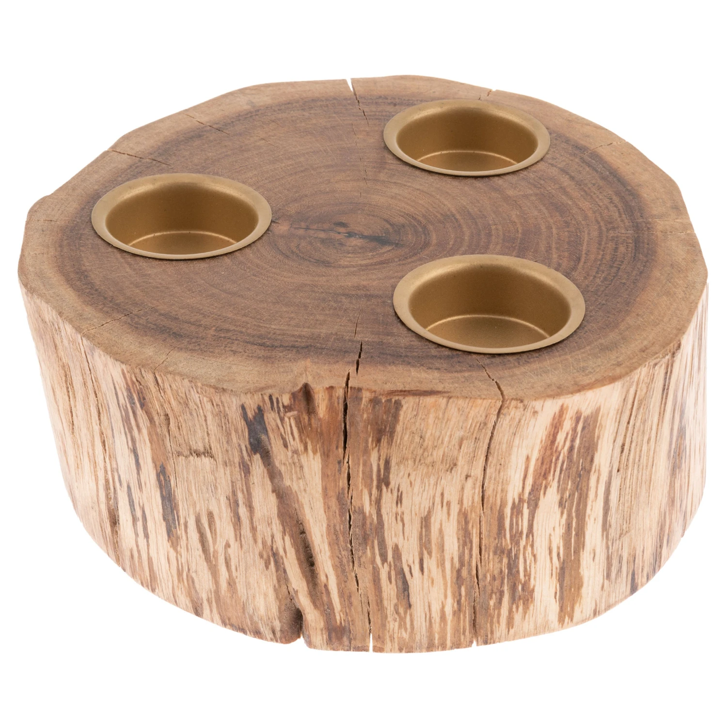 Karma Aspen Round Wood Candle Holder