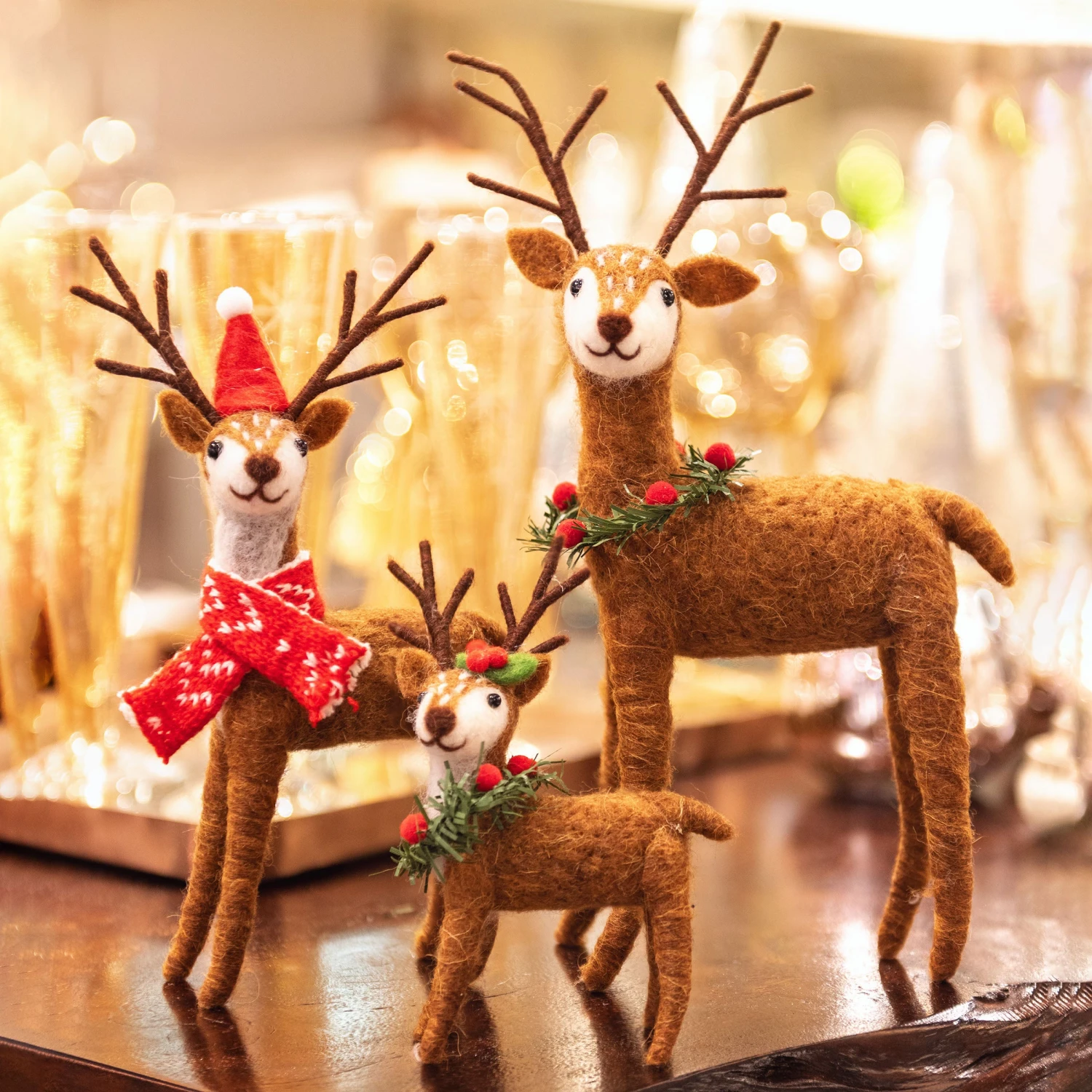 Karma Brown Deer Felt Ornament Set - Image 2