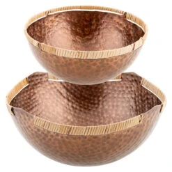 Karma Rattan Wrapped Iron Bowls